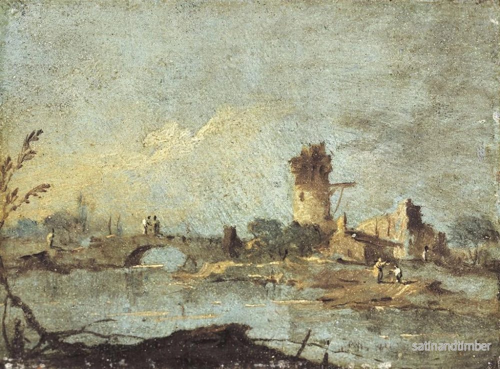 Reproduktion av målningen av rustikt caprice med en bro och ett förfallet torn - Francesco Guardi - Bild 2