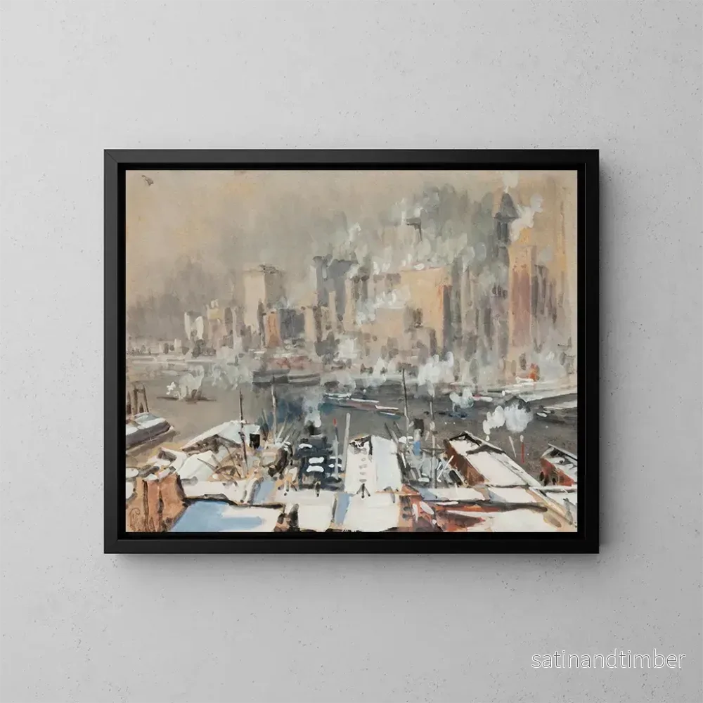 Reproduktion av målningen av Port of New York – Joseph Pennell Reproduktion av målningen av Port of New York – Joseph Pennell