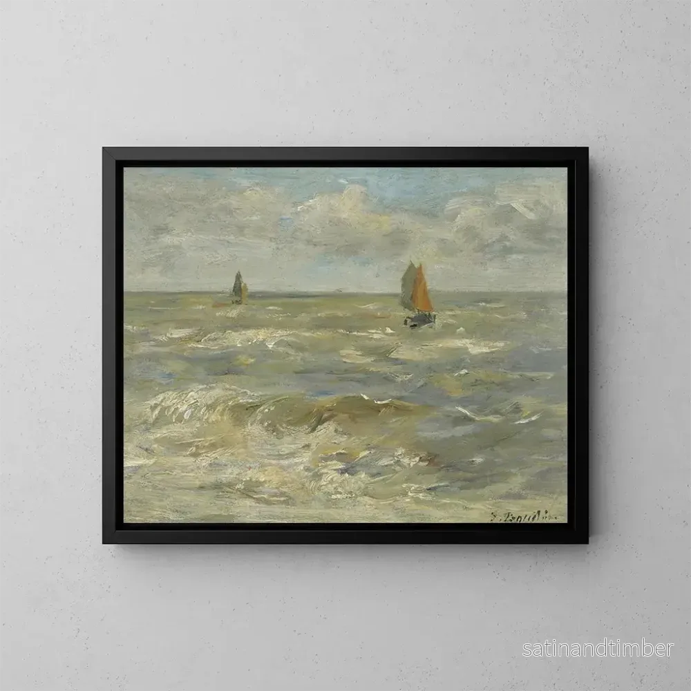 Reproduktion av målningen av segelbåtar på havet - Eugène Boudin