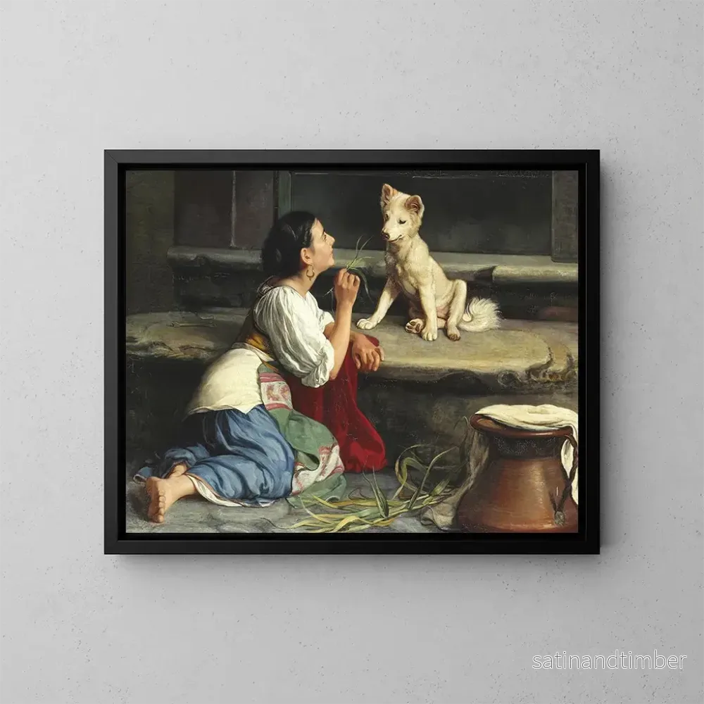 Reproduktion av målningen En italienska som leker med en hund – Axel Helsted Reproduktion av målningen En italienska som leker med en hund – Axel Helsted