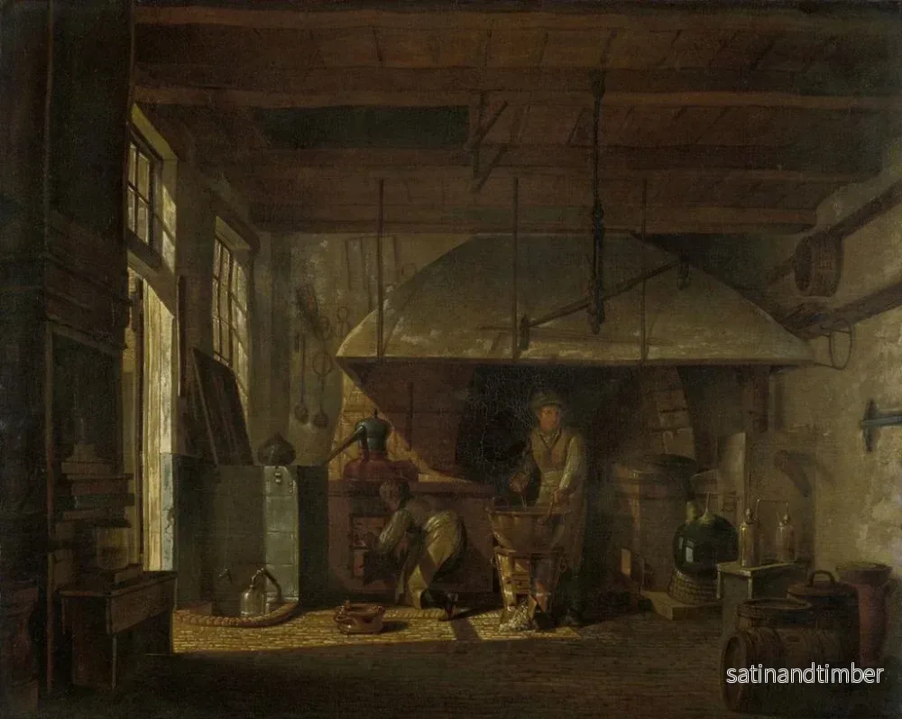Reproduktion av målningen La distillerie de l'apothicaire A d'Ailly dans les remparts de la Zaagmolenpoort à Amsterdam - Johannes Jelgerhuis - Bild 2