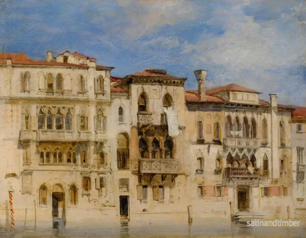 Reproduktion av målningen av Les palais Manolesso, Ferro, Contarini, Fasan och Venier på Grand Canal i Venedig - Richard Parkes Bonington - Bild 2