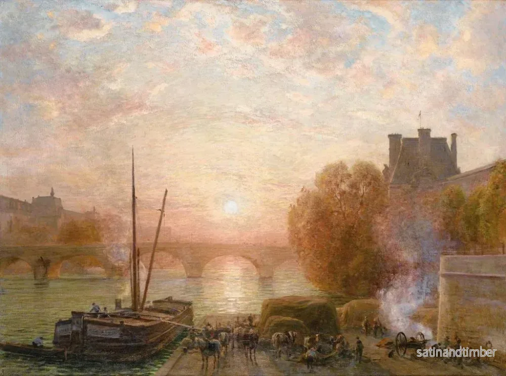 Reproduktion av målningen Paris, Seine och Louvren vid solnedgången - Henri Zuber - Bild 2