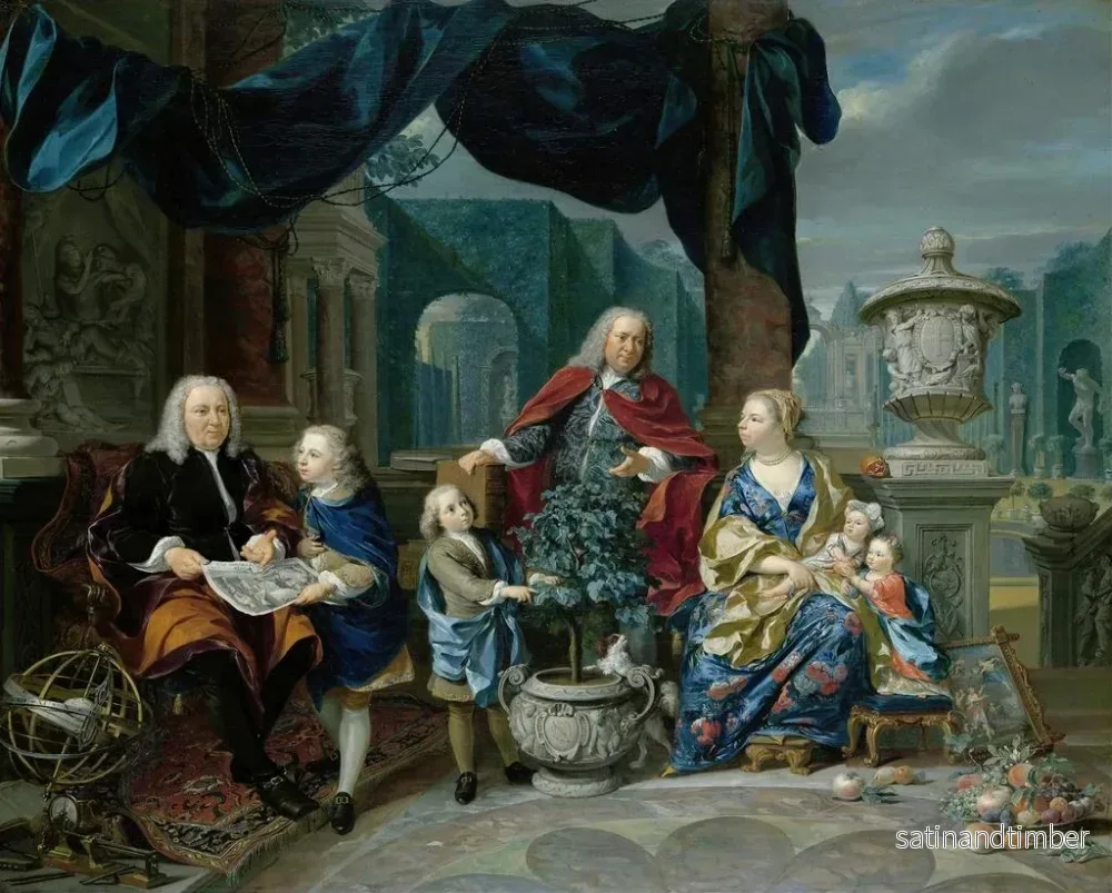 Reproduktion av målningen porträtt av David van Mollem med hans familj - Nicolaas Verkolje - Bild 2