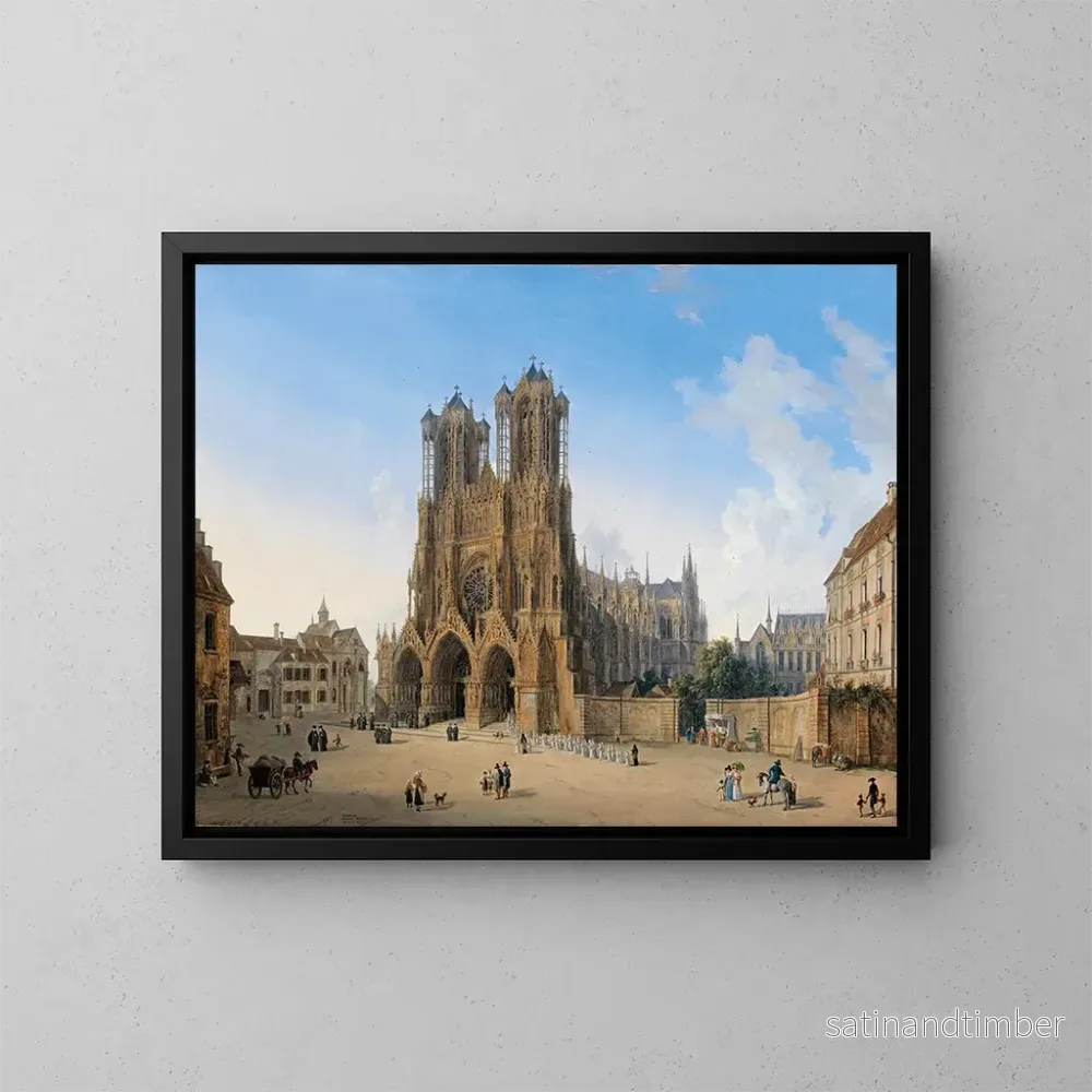 Reproduktion av målningen av Reims domkyrka - Domenico Quaglio den Yngre