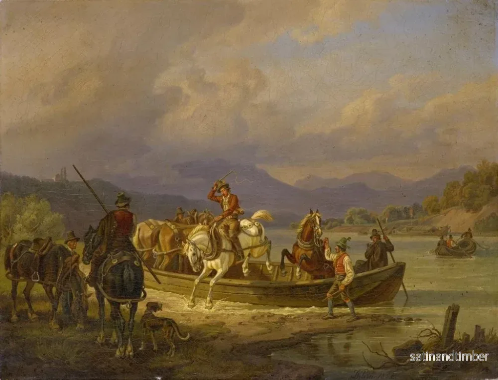 Reproduktion av målningen av ryttare som anländer från ett fartyg - Johann Adam Klein - Bild 2
