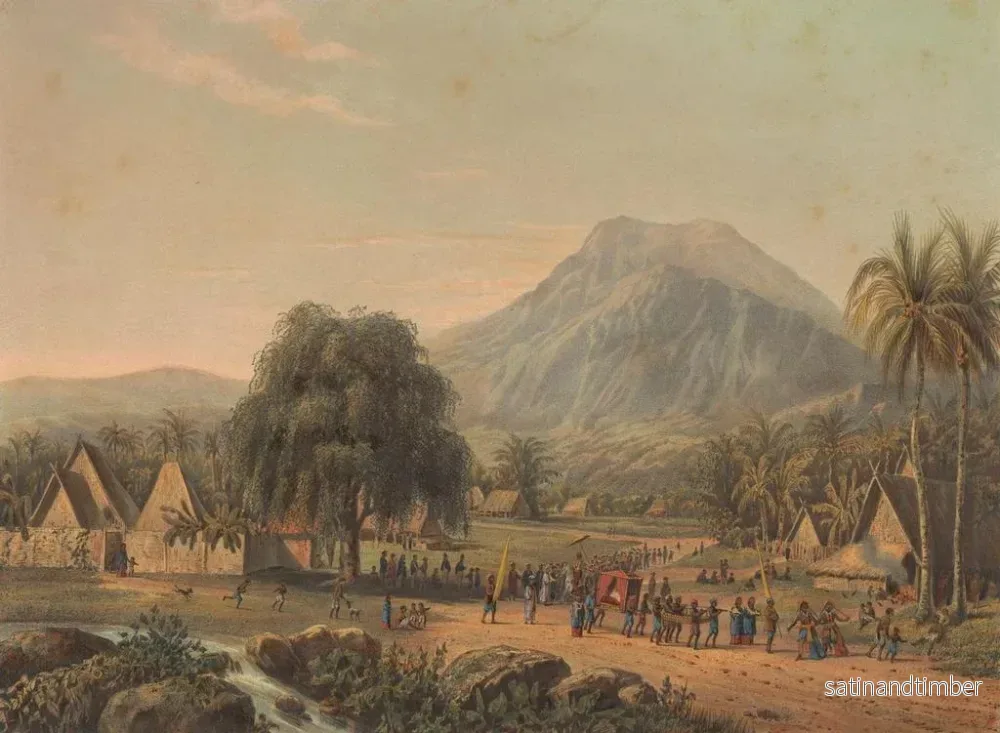 Reproduktion av målningen av bröllopsprocession vid foten av Salak-berget på Java - Johan Conrad Greive - Bild 2
