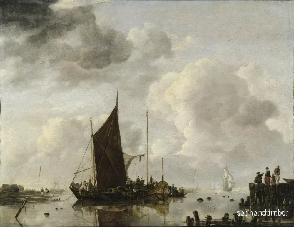 Reproduktion av målningen Scen av hamn med reflekterande vatten - Jan van de Cappelle - Bild 2