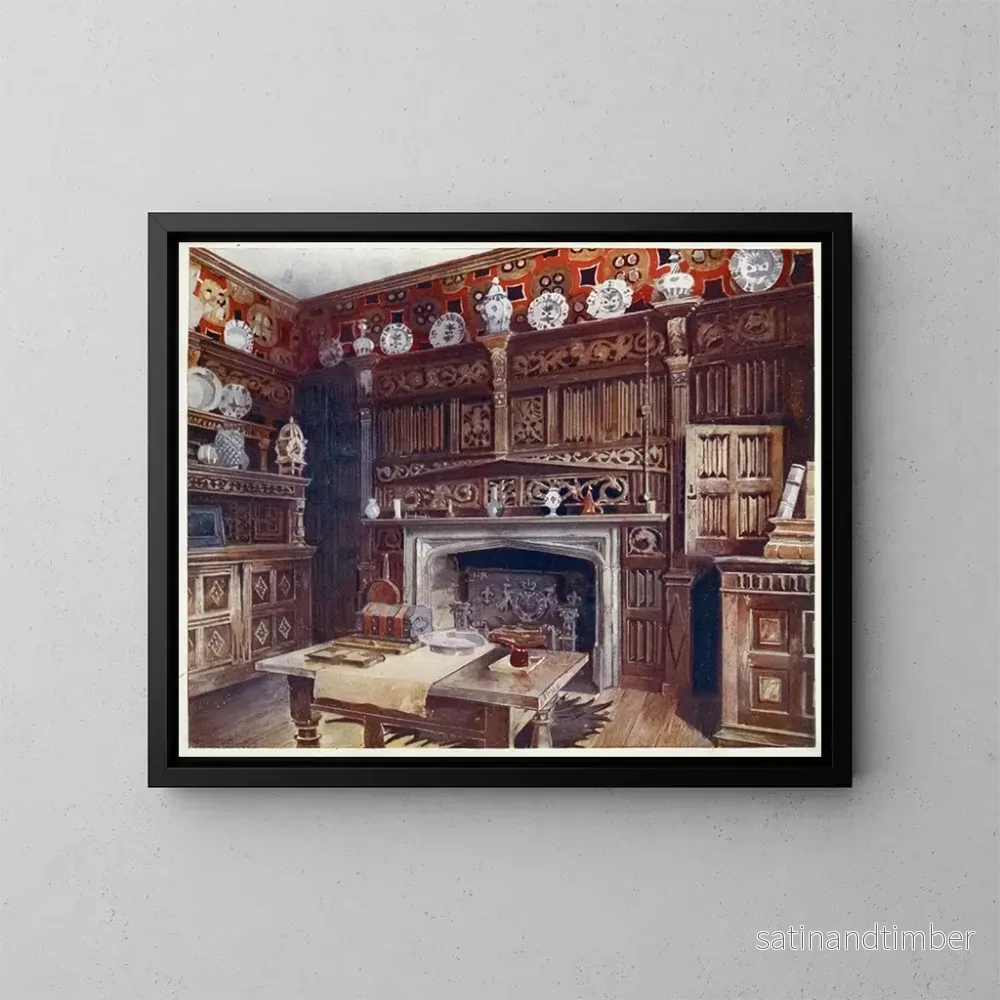 Reproduktion av målningen L studie lambrissée à Groombridge Place, Kent - Edwin Foley