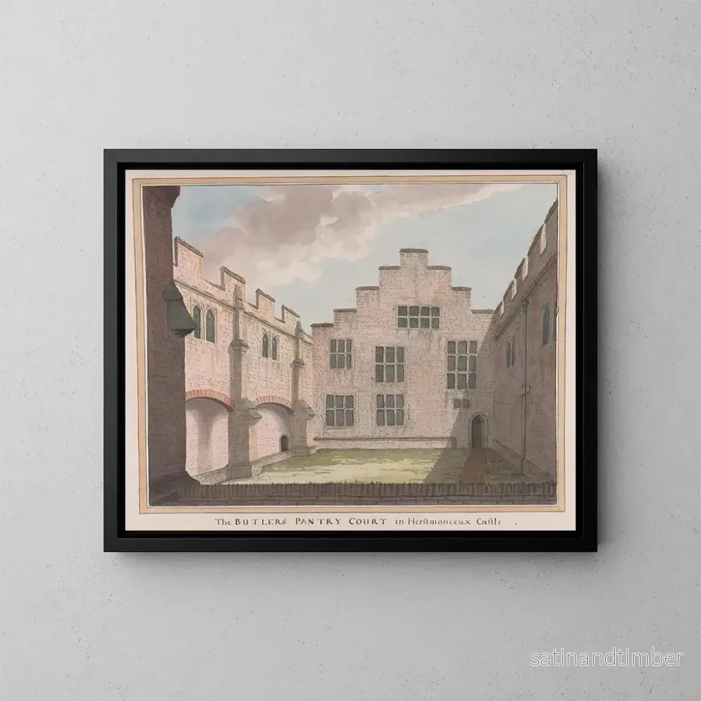 Reproduktion av målningen Le château de Herstmonceux, Sussex de l’Est, la salle des butlers – James Lambert de Lewes Reproduktion av målningen Le château de Herstmonceux, Sussex de l’Est, la salle des butlers – James Lambert de Lewes