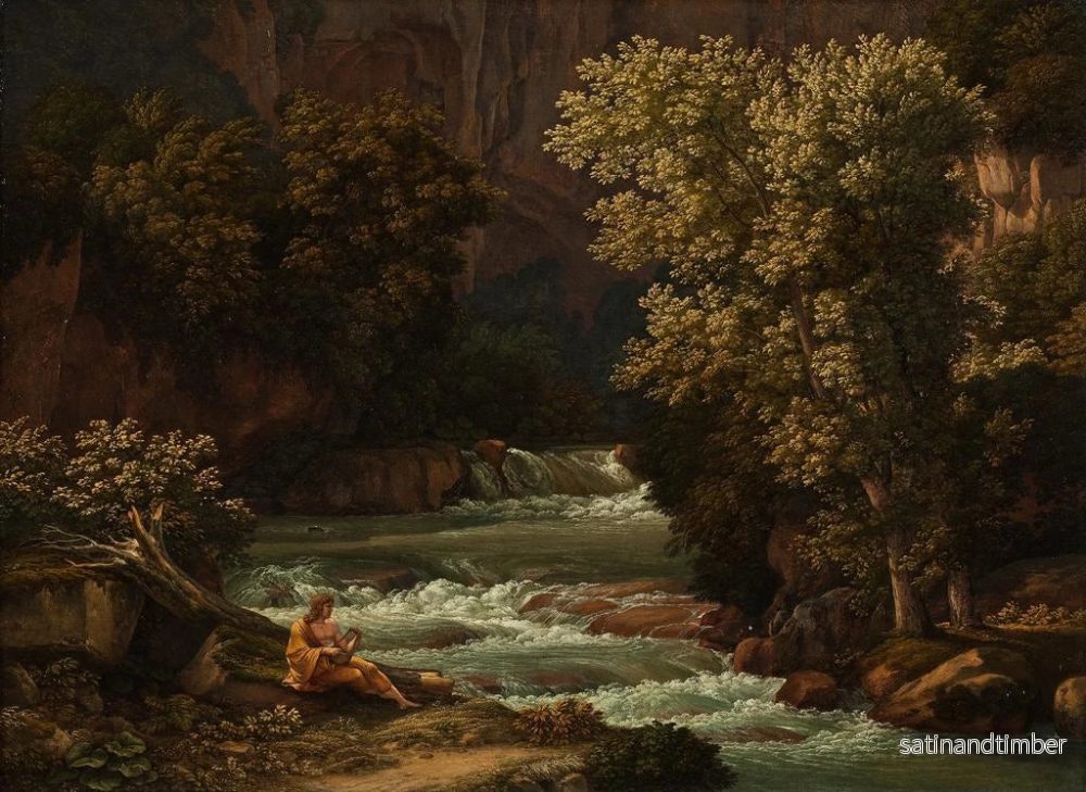 Reproduktion av målningen Vue du Ponte Lupo sur la rivière Anio près de Tivoli avec un jeune jouant de la lyre au premier plan - Johann Christian Reinhart - Bild 2