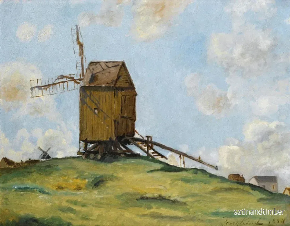 Reproduktion av målningen Landskap med två kvarnar - Johan Barthold Jongkind - Bild 2