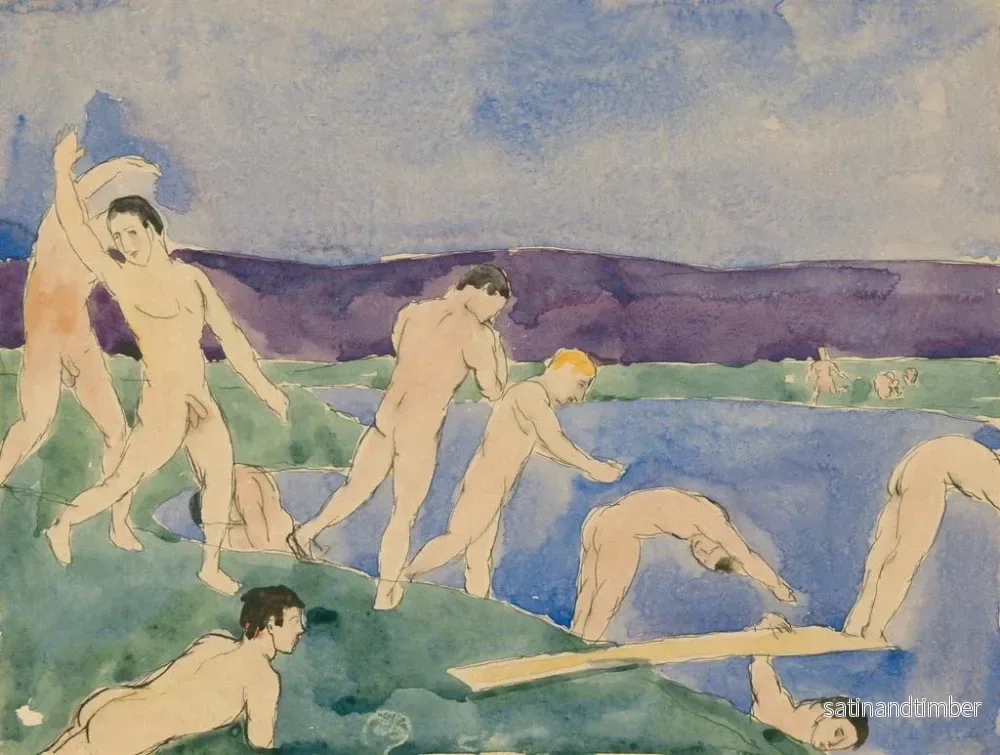 Reproduktion av målningen av tolv nakna pojkar på stranden - Charles Demuth - Bild 2