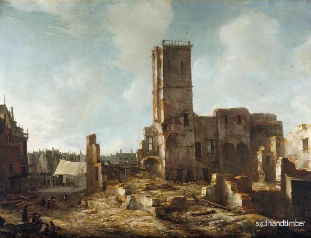Reproduktion av målningen av de gamla stadshusruinerna i Amsterdam efter branden den 7 juli 1652 - Jan Abrahamsz Beerstraaten - Bild 2