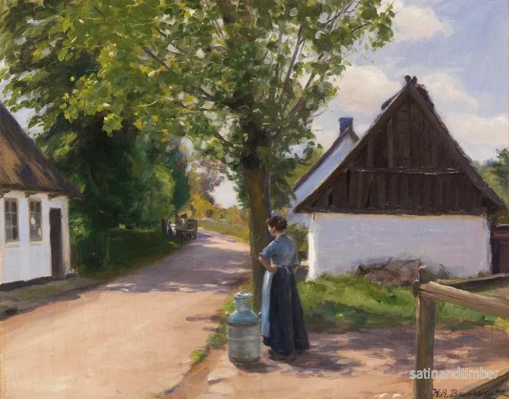 Reproduktion av målningen Rue de village danoise med bonde och mjölkbonde - Hans Andersen Brendekilde - Bild 2