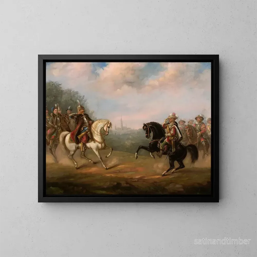Reproduktion av målningen Le roi Jean III Sobieski rencontre l’empereur Léopold à Vienne – Feliks Sypniewski Reproduktion av målningen Le roi Jean III Sobieski rencontre l’empereur Léopold à Vienne – Feliks Sypniewski