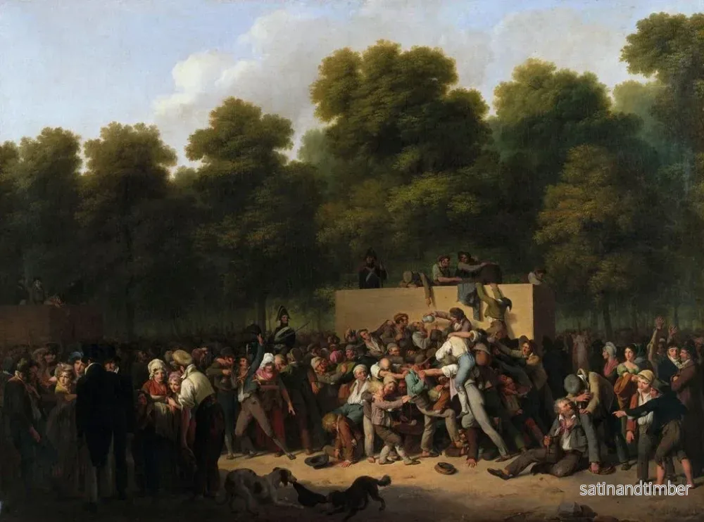 Reproduktion av målningen av vin- och livsmedelsdistribution vid Champs-Élysées till kungafesten - Louis Léopold Boilly - Bild 2