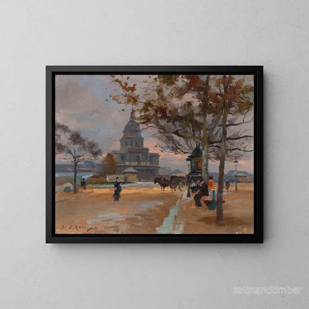 Reproduktion av målningen av Dômes des Invalides sett från Avenue de Ségur - Ernest Jules Renoux