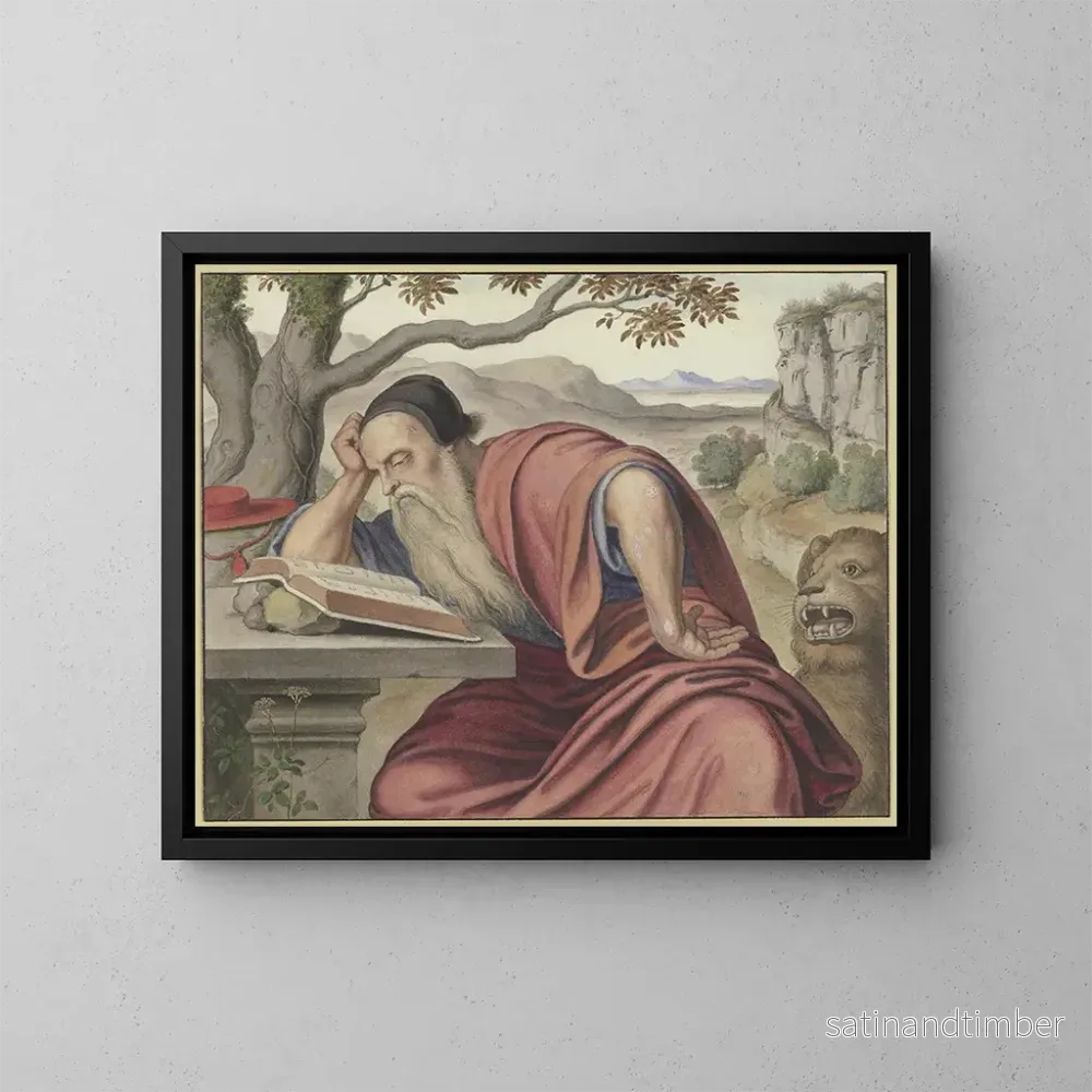 Reproduktion av målningen Saint Jérôme läsande i ett landskap - Johann Heinrich Ferdinand Olivier