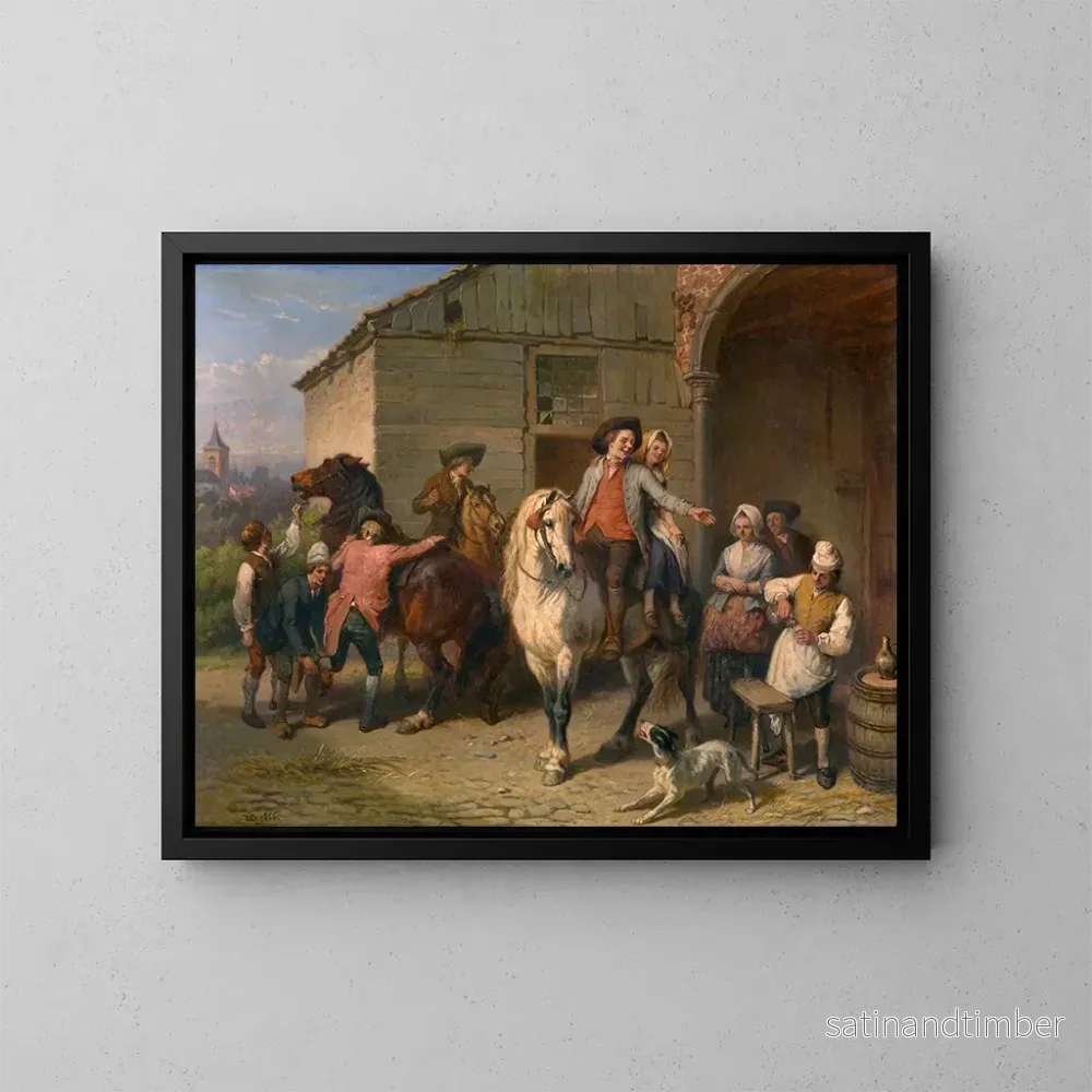 Reproduktion av målningen Cavaliers à l'auberge - Jean-Baptiste Madou
