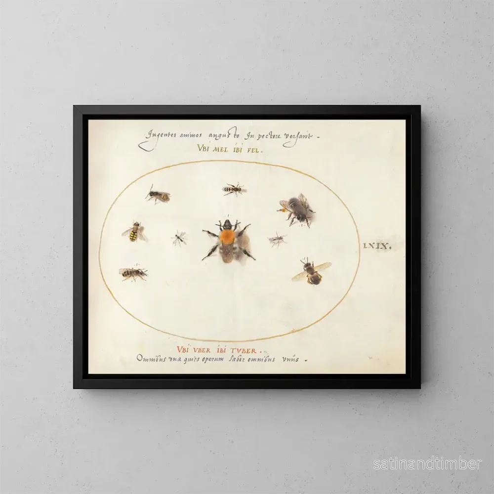 Reproduktion av målningen Platine 69 Nya bin och andra insekter - Joris Hoefnagel