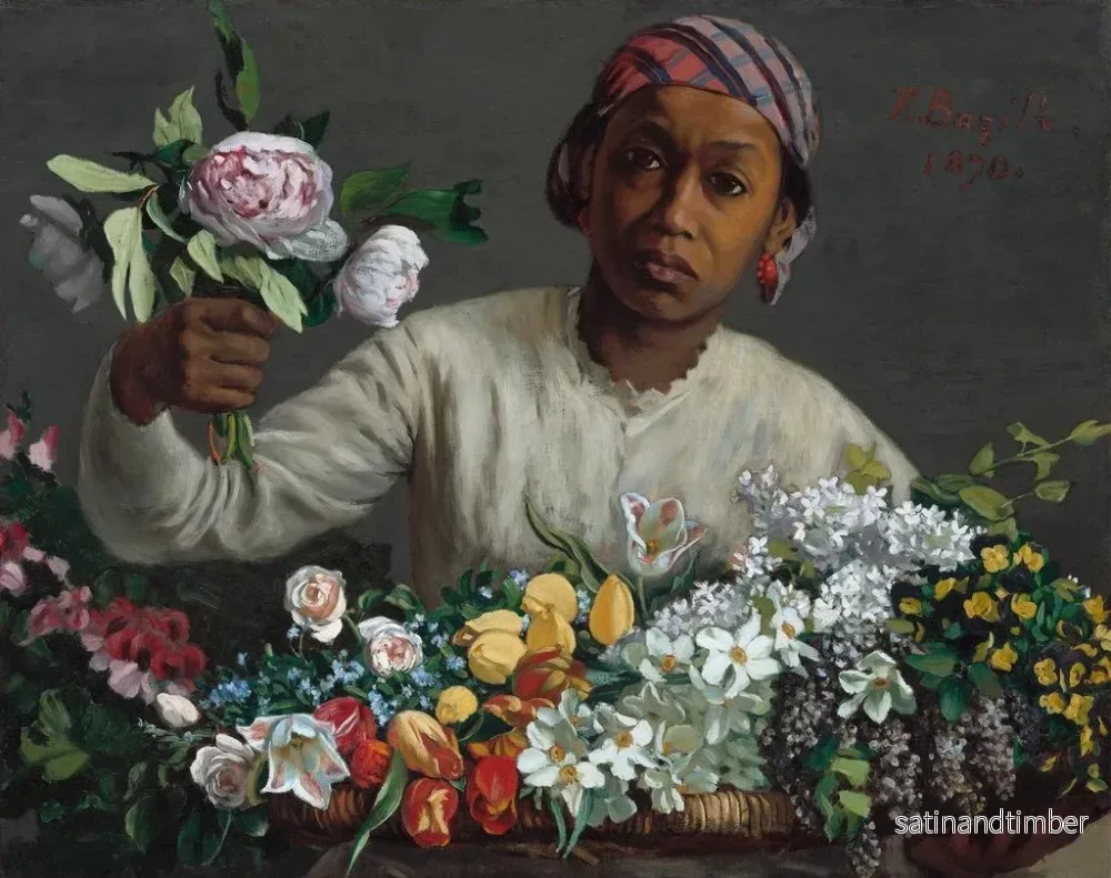 Reproduktion av målningen ung kvinna med pioner - Frédéric Bazille - Bild 2