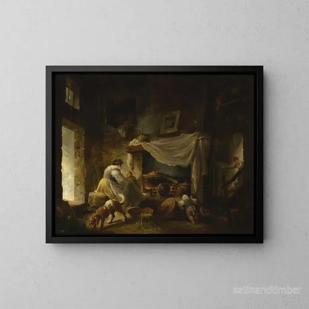 Reproduktion av målningen av landsbygdskök i ruiner - Hubert Robert