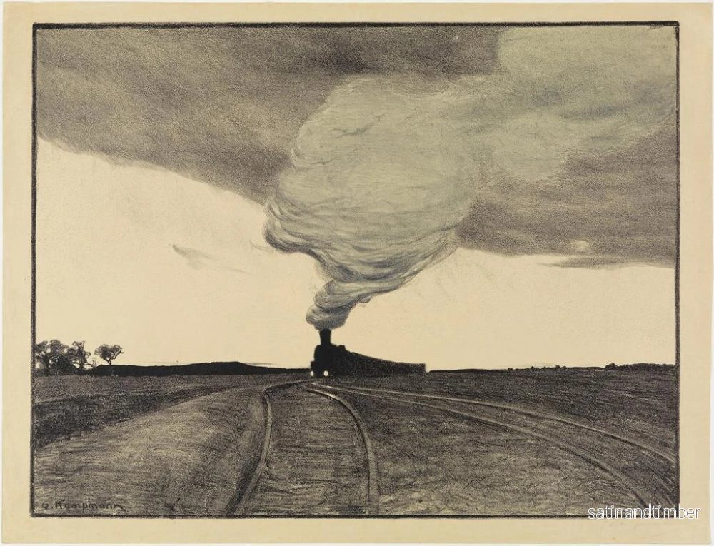 Reproduktion av målningen av järnväg vid skymningen - Gustav Kampmann - Bild 2