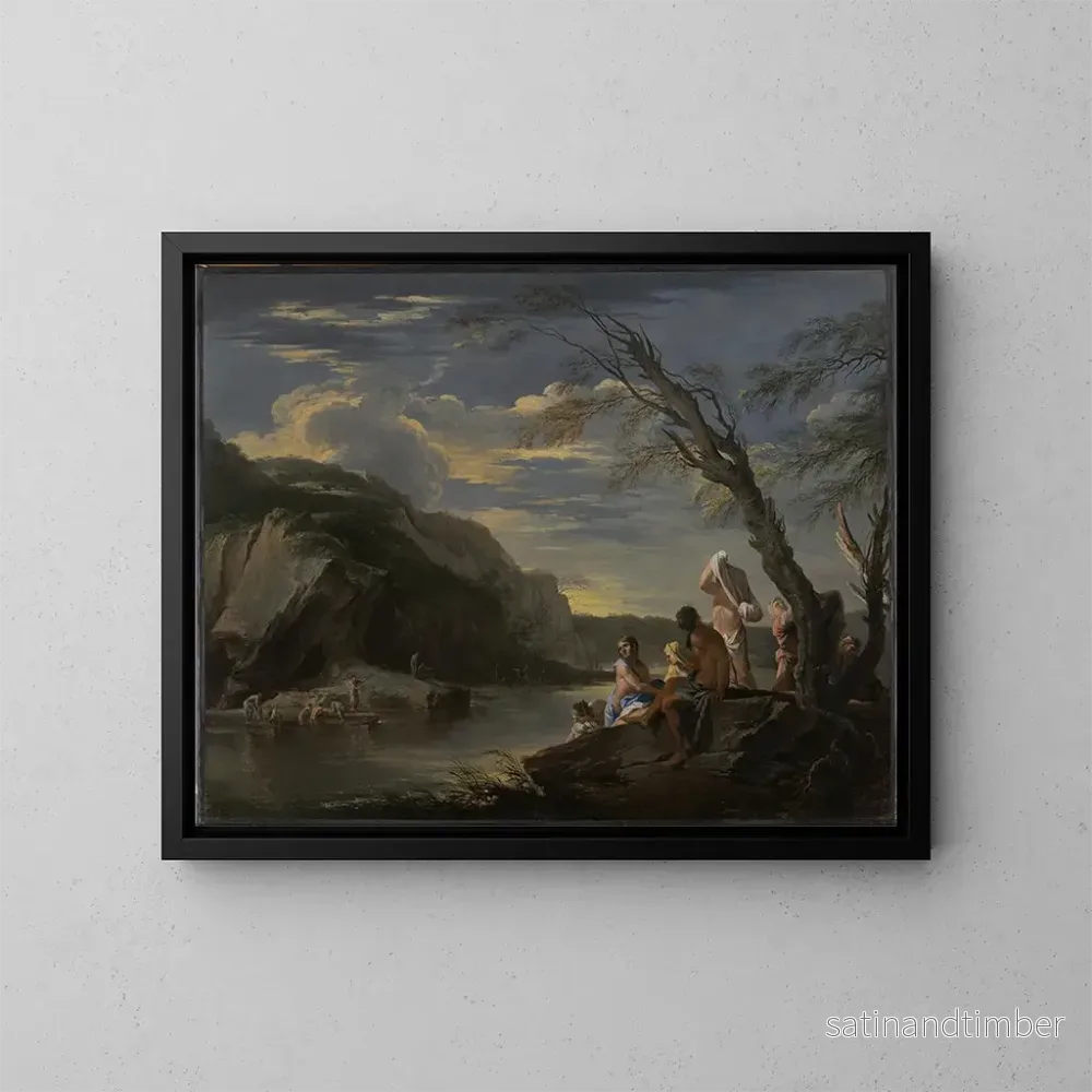 Reproduktion av målningen Landskap med badare - Salvator Rosa