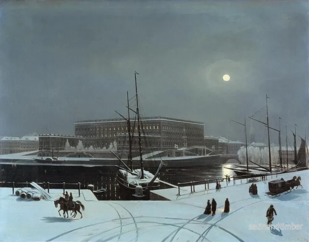 Reproduktion av målningen Vue du Palais Royal de Stockholm en hiver - Carl Stefan Bennet - Bild 2