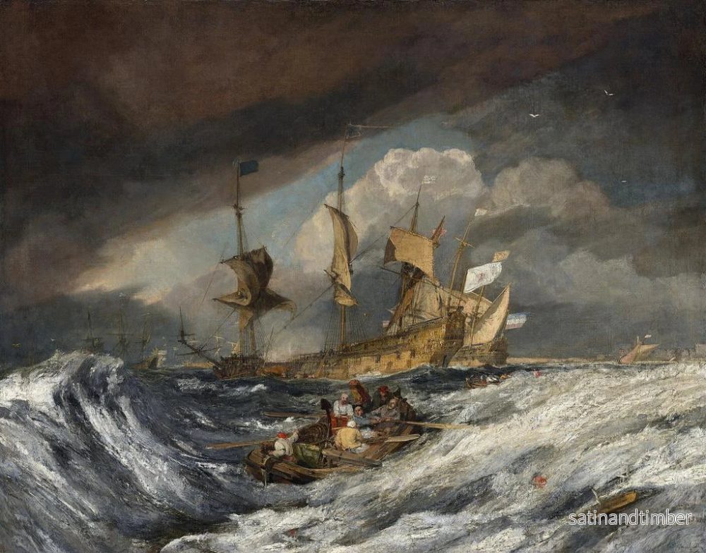 Reproduktion av målningen av båtar som transporterar ankare till de nederländska krigsskeppen - Joseph Mallord William Turner - Bild 2