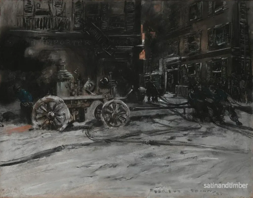 Reproduktion av målningen Scène de feu - Everett Shinn - Bild 2