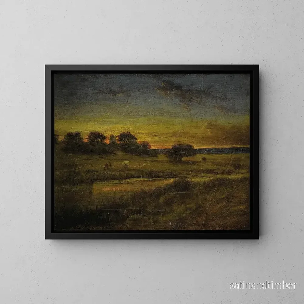 Reproduktion av målningen Betesmark vid gryningen - George Inness
