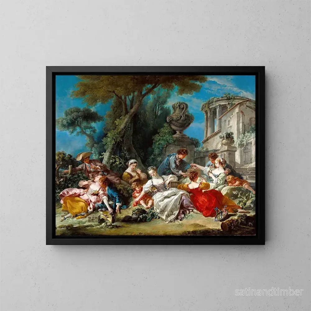 Reproduktion av målningen Les Attrapeurs d'oiseaux - François Boucher