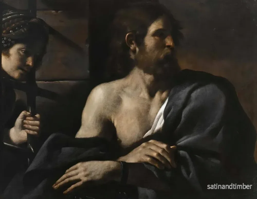 Reproduktion av målningen av Saint Jean-Baptiste i fängelse besökt av Salomé - Guercino - Bild 2