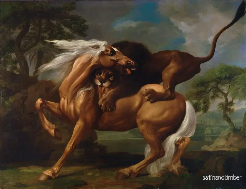 Reproduktion av målningen En lejon som attackerar en häst - George Stubbs - Bild 2