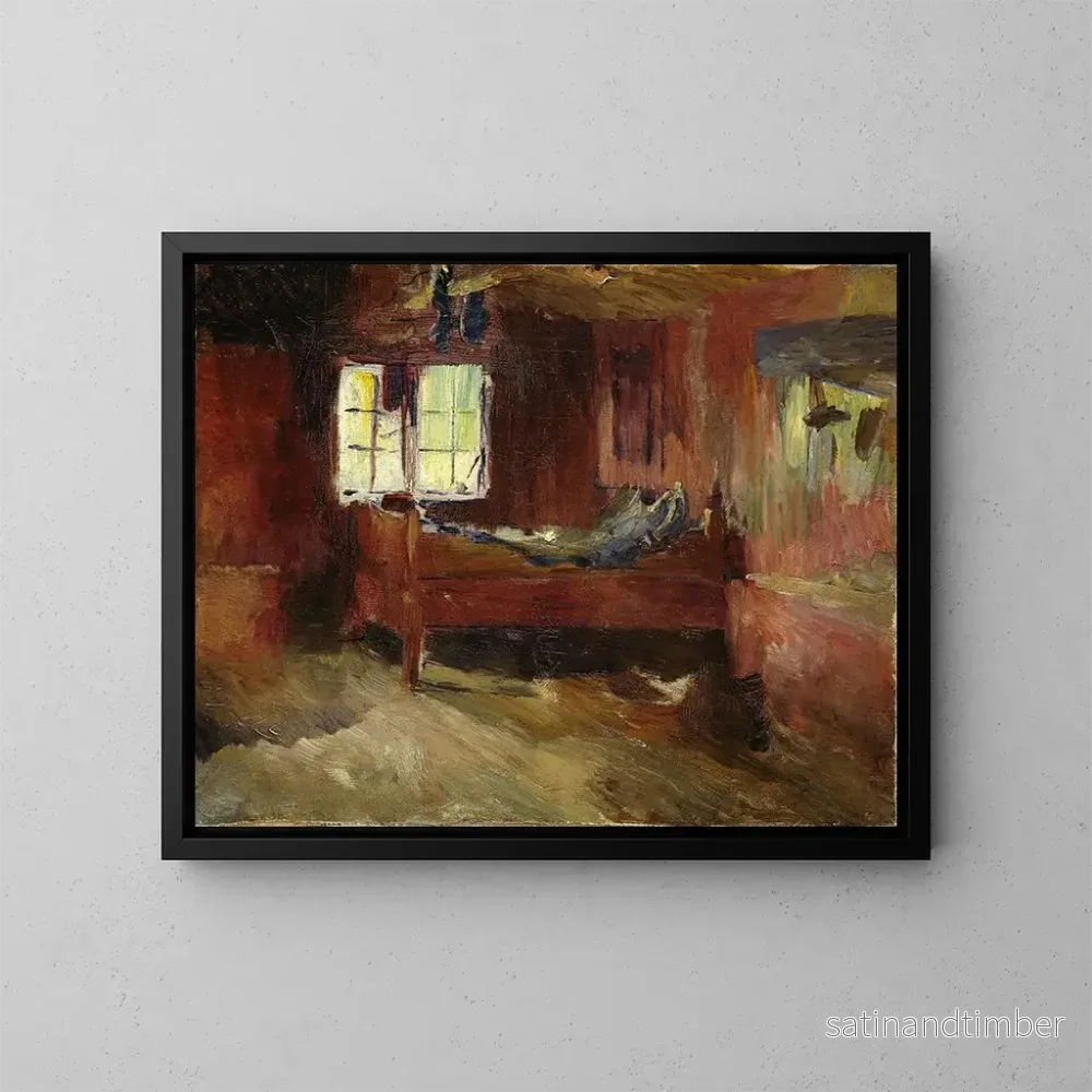 Reproduktion av målningen av inomhusgård i Strlsjhaugen - Harriet Backer