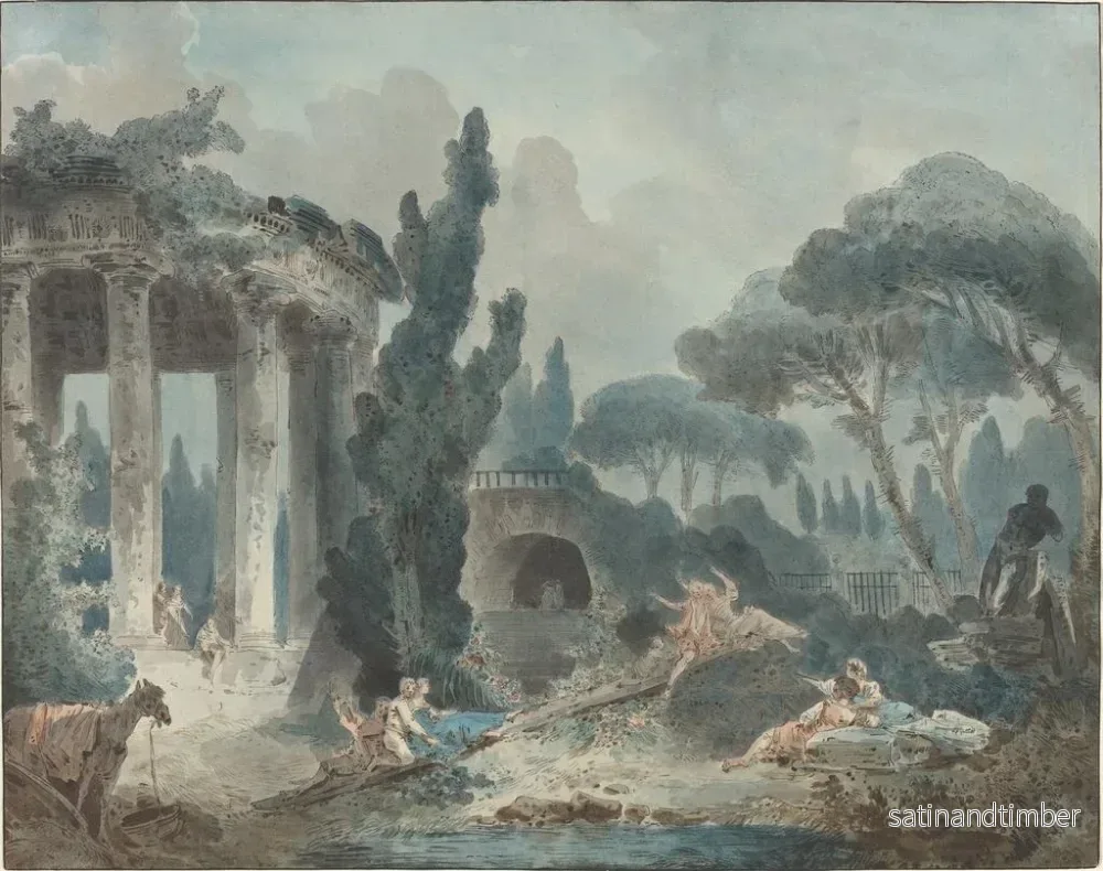 Reproduktion av målningen Le Balançoire - Ecole de Hubert Robert - Bild 2