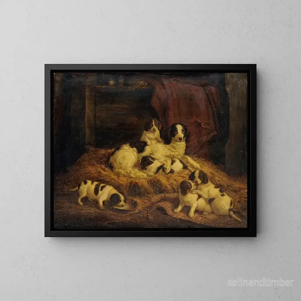 Reproduktion av målningen av hundfamiljen - Johann Ludwig Burckhardt