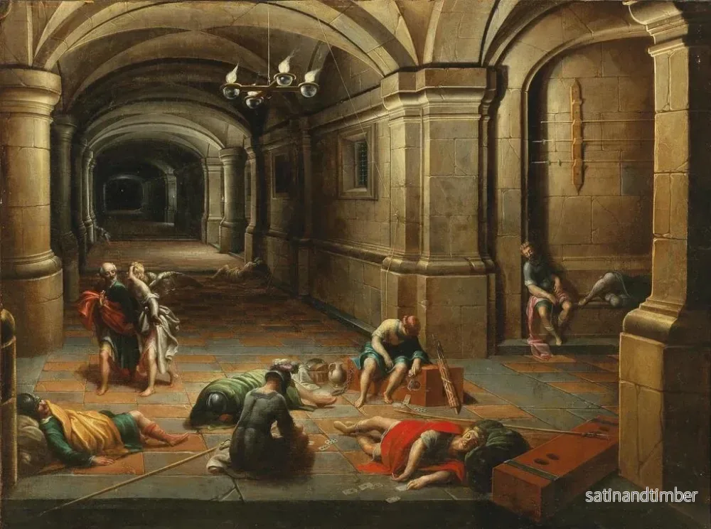 Reproduktion av målningen av interiör av fängelse med Saint Pierre's befrielse - Hendrick van Steenwijck den yngre - Bild 2