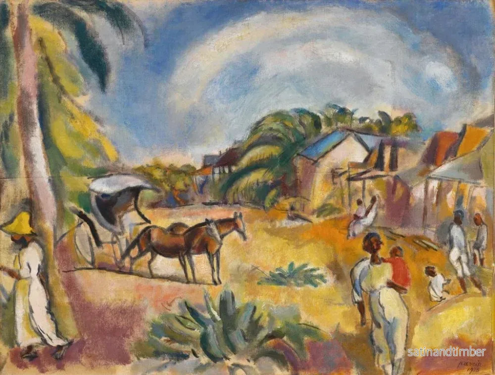 Reproduktion av målningen Landskap med figurer och vagn - Jules Pascin - Bild 2
