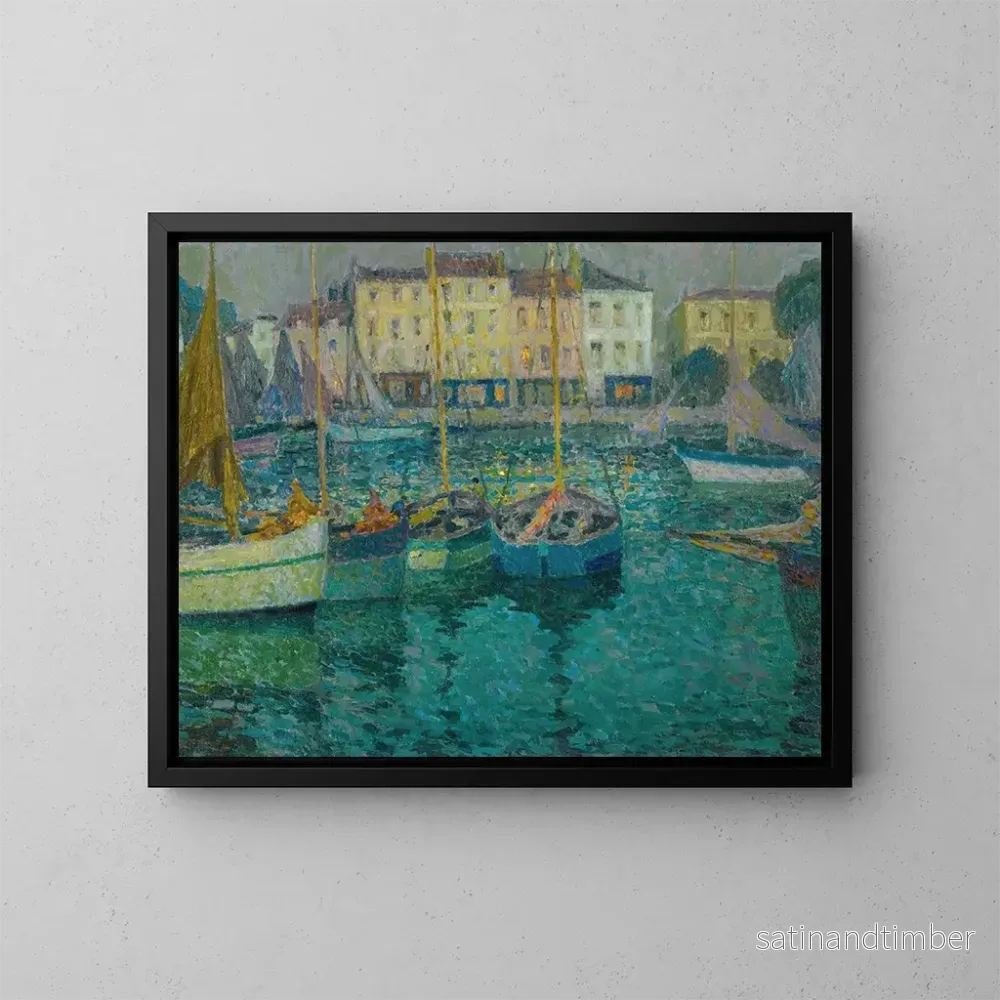 Reproduktion av målningen Les Båtar i La Rochelle - Henri Le Sidaner