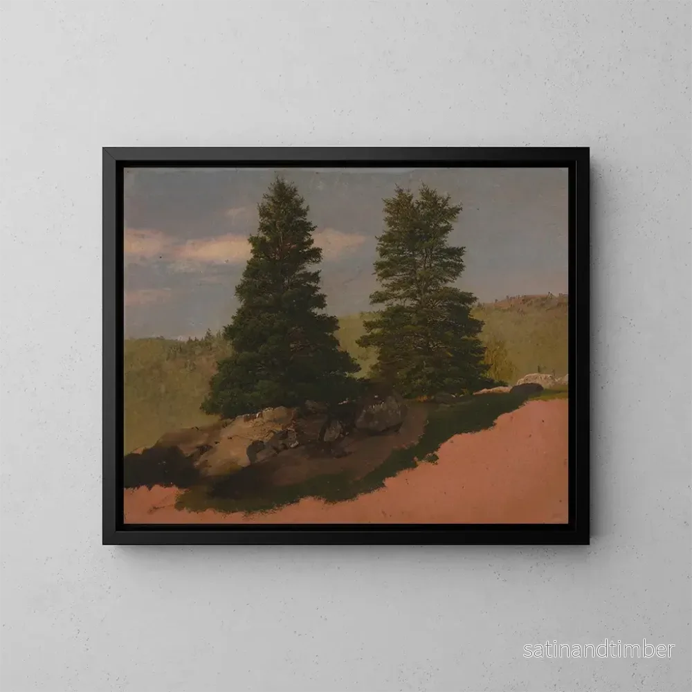 Reproduktion av målningen Landskap av New England med två tallar – Frederic Edwin Church Reproduktion av målningen Landskap av New England med två tallar – Frederic Edwin Church