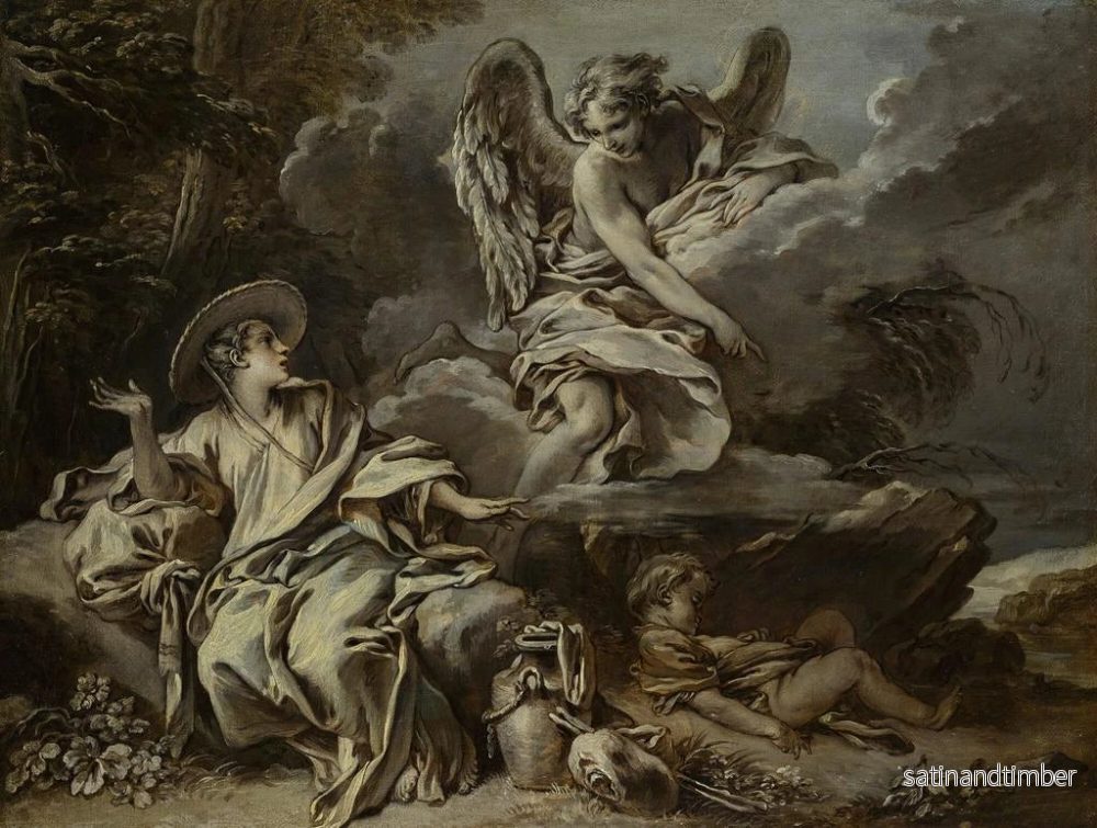 Reproduktion av målningen Hagar och Ismael i öknen med ängeln - François Boucher - Bild 2