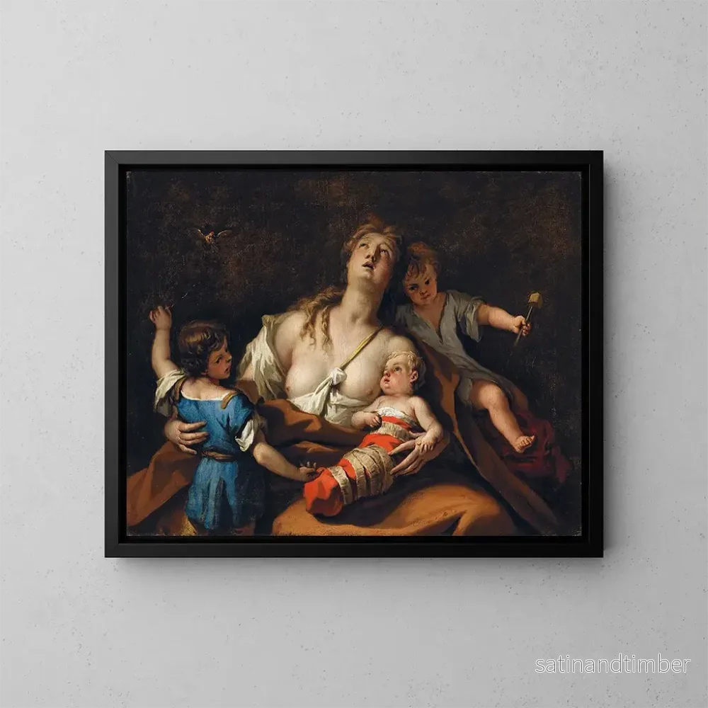 Reproduktion av målningen Charité - Sebastiano Ricci