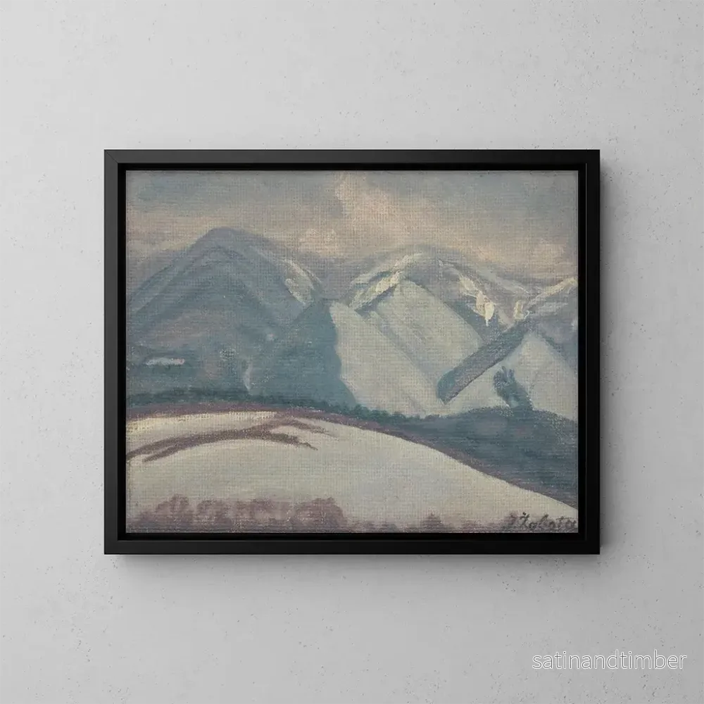 Reproduktion av målningen av snötäckta berg - Ivan Rabuzin
