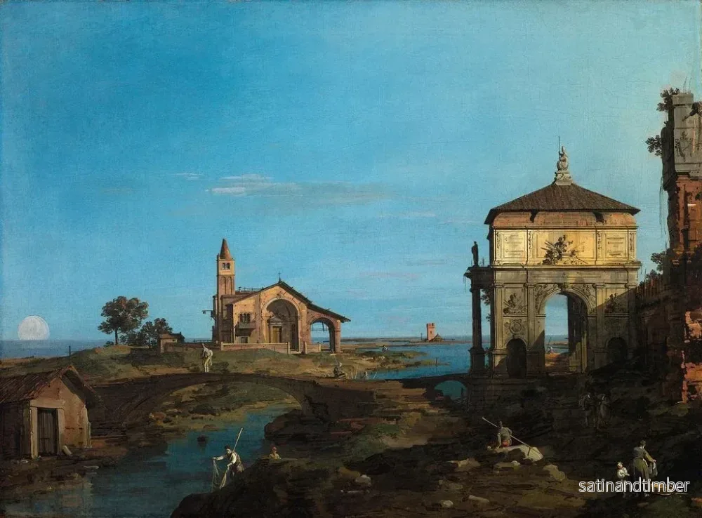 Reproduktion av målningen En ö i lagunen med en port och en kyrka - Canaletto - Bild 2