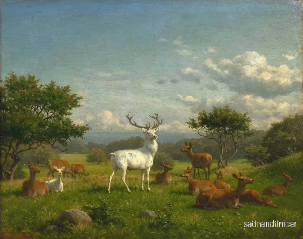 Reproduktion av målningen En vit hjort med sin flock - Carl Bøgh - Bild 2