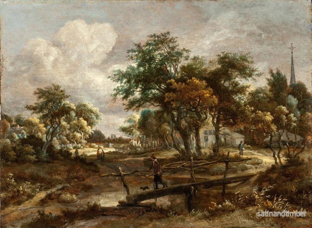 Reproduktion av målningen Landskap med en brygga - Meindert Hobbema - Bild 2