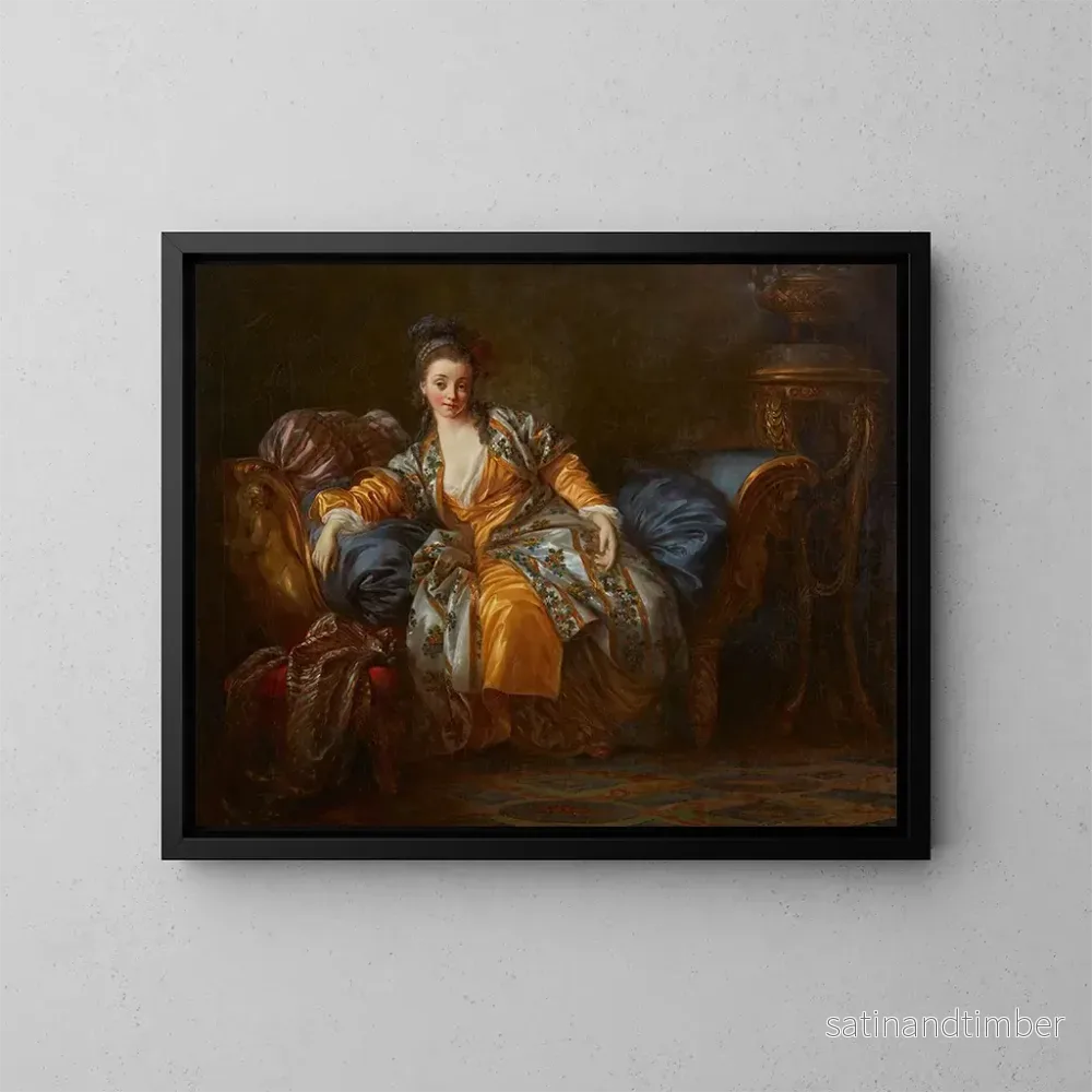 Reproduktion av målningen Porträtt av en kvinna på en divan - Jean-Baptiste Le Prince